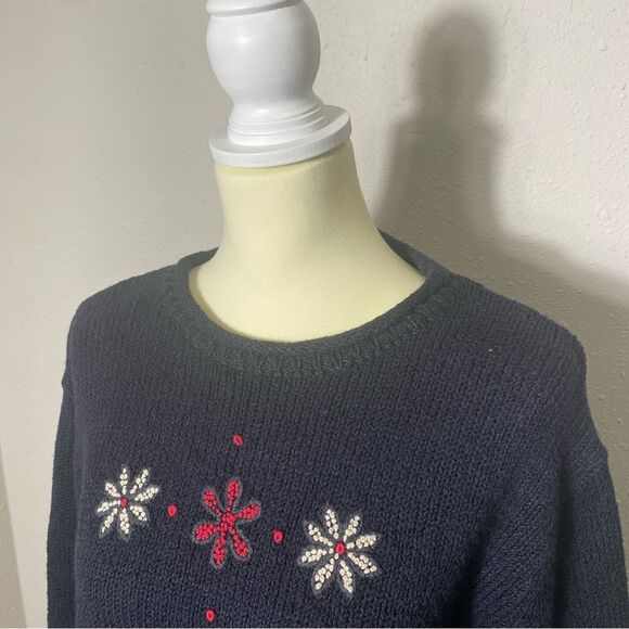 Vintage Woolrich Christmas Snowflake Black Knit Sweater Women's Size XL - Picture 11 of 14